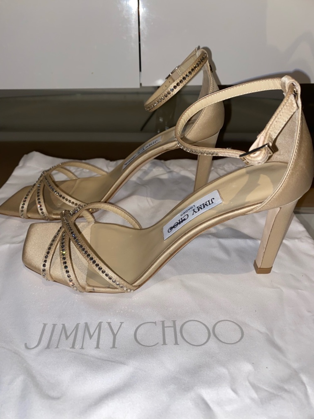 Jimmy Choo crystal satin sandals
